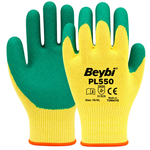 BEYBİ POLYESTER ÖRGÜ LATEKS KAPLI ELDİVEN YEŞİL PL550